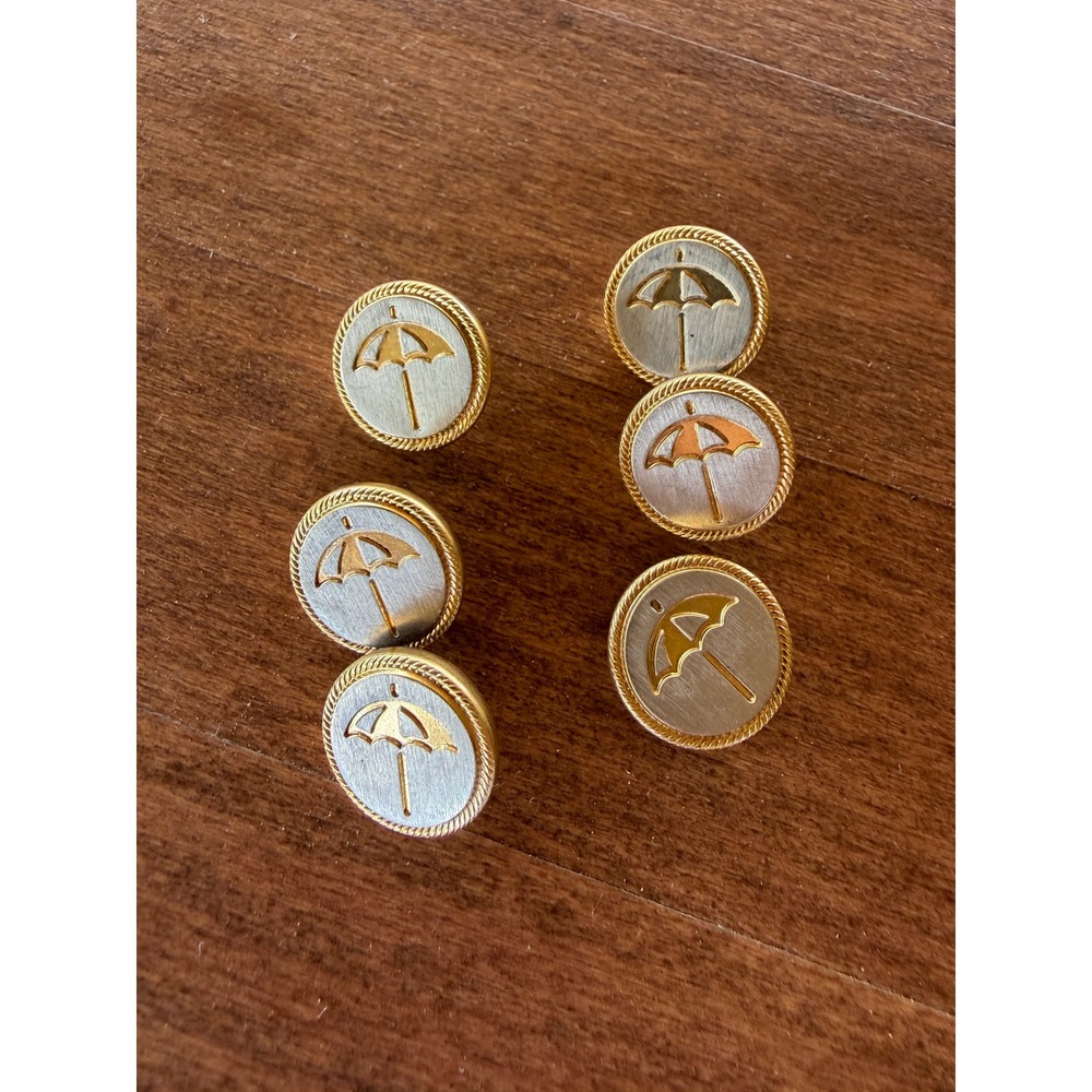 Vintage Arnie Arnold Palmer Umbrella Logo Blazer Buttons Set of 6 Two Tone Gold